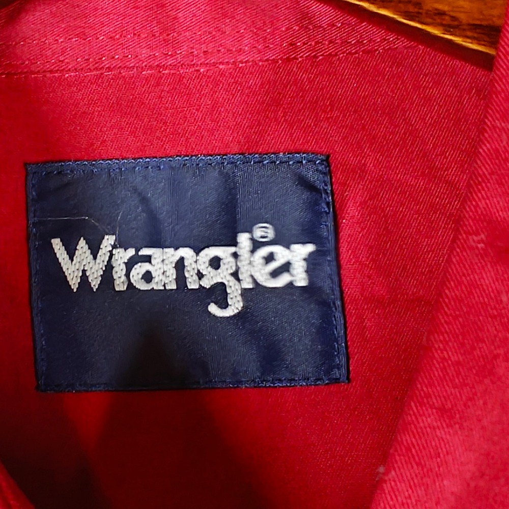 Wrangler Western Shirt Mens LT Red Long Sleeve Button Down Cotton Tall - Picture 9 of 11